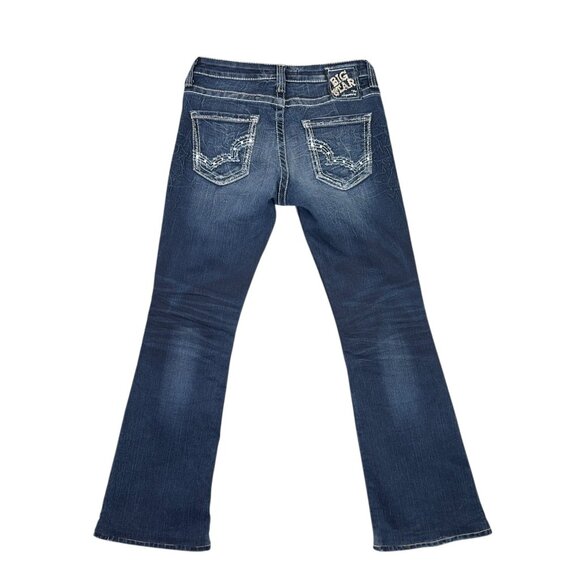 Big Star Sweet Ultra Low Rise Jeans Womens 29 Dark Wash Blue Boot Cut Flare - Picture 1 of 15